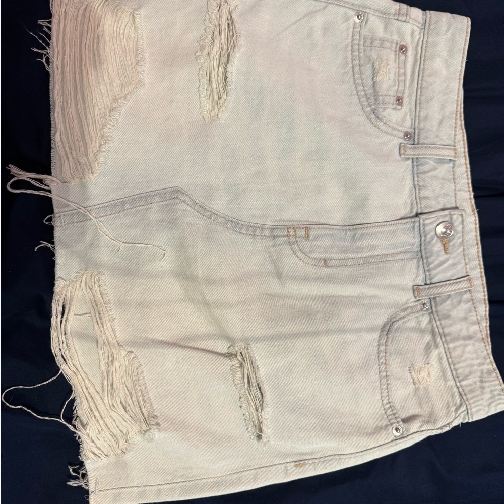 H&M Light Denim Distressed Skirt
